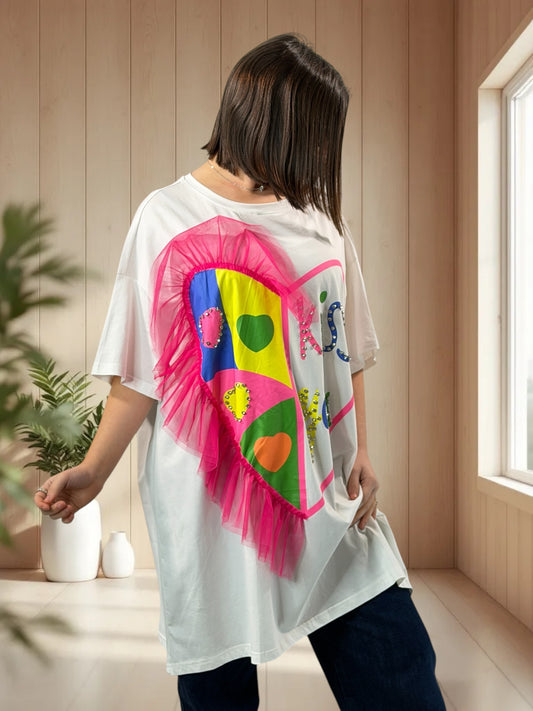 MISS YOU - T-SHIRT OVERSIZE TAILLE JUSQU'A LA TAILLE 46/48 A 56