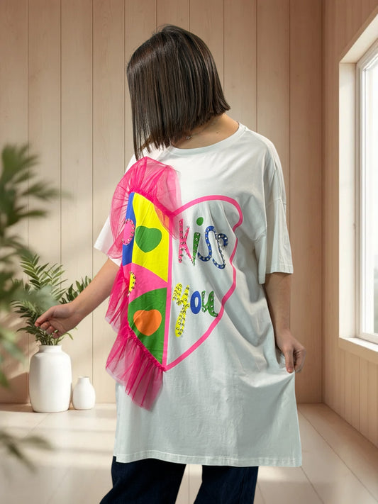 MISS YOU - T-SHIRT OVERSIZE TAILLE JUSQU'A LA TAILLE 46/48 A 56