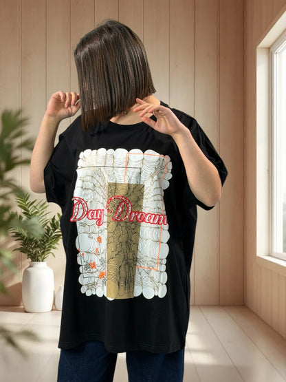 DAYDREAM - T-SHIRT NOIR A MOTIF SCINTILLANT AVEC STRASS JUSQU'A LA TAILLE 52/54