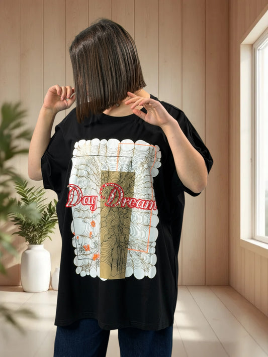 DAYDREAM - T-SHIRT NOIR A MOTIF SCINTILLANT AVEC STRASS JUSQU'A LA TAILLE 52/54