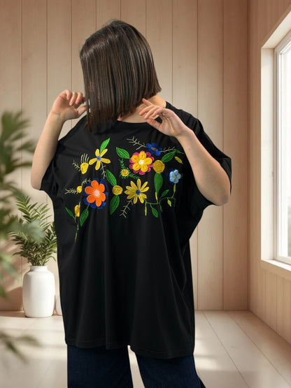 RENATO - T-SHIRT OVERSIZE NOIR MOTIF BRODE TAILLE 46/48 A 56