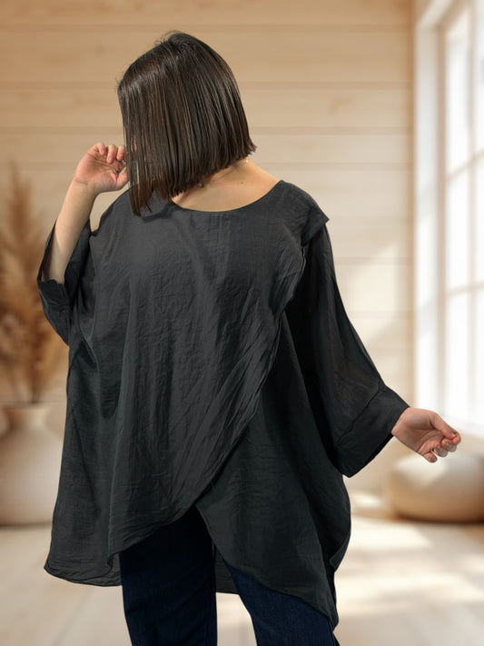 CELESTE  - TUNIQUE OVERSIZE ANTHRACITE JUSQU'A LA TAILLE 54