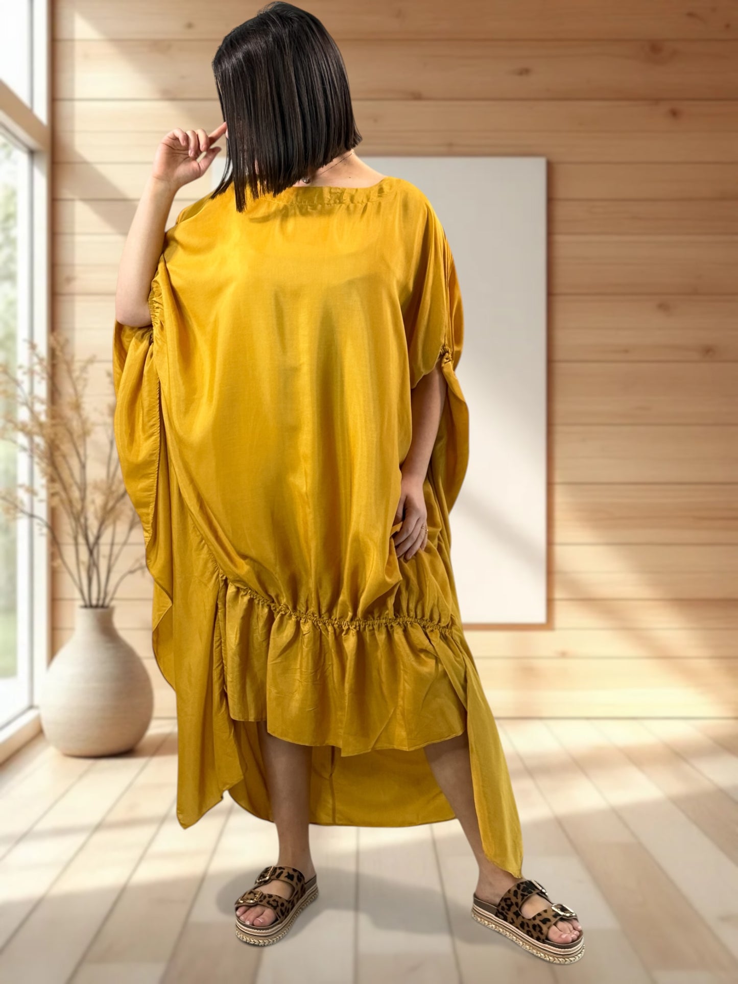 AMANDINE - ROBE OVERSIZE CURRY JUSQU'A LA TAILLE 54