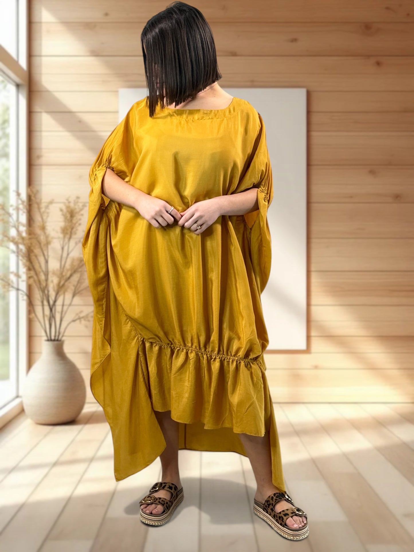 AMANDINE - ROBE OVERSIZE CURRY JUSQU'A LA TAILLE 54