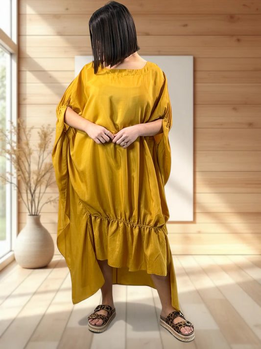 AMANDINE - ROBE OVERSIZE CURRY JUSQU'A LA TAILLE 54