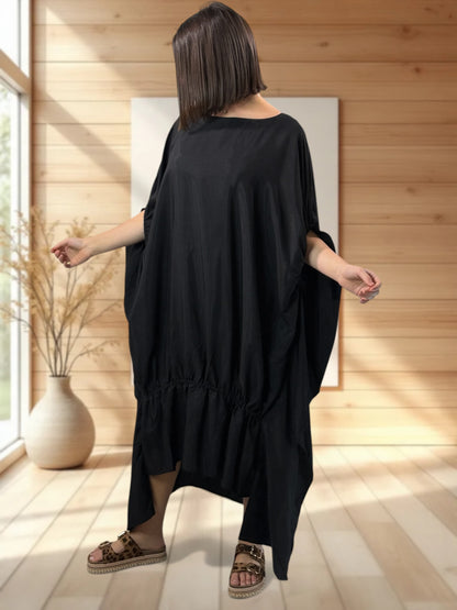 AMANDINE - ROBE OVERSIZE NOIRE JUSQU'A LA TAILLE 54