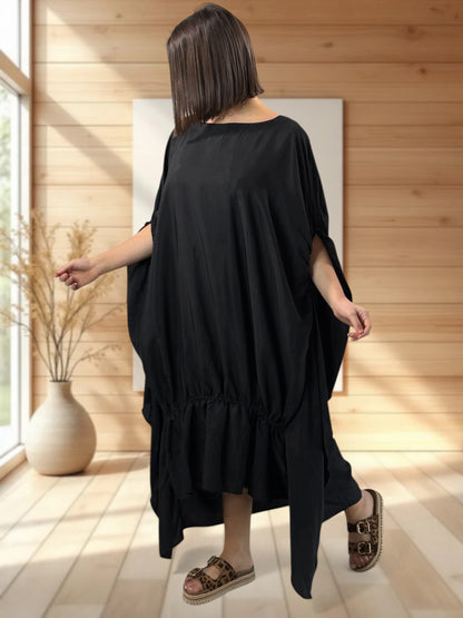 AMANDINE - ROBE OVERSIZE NOIRE JUSQU'A LA TAILLE 54