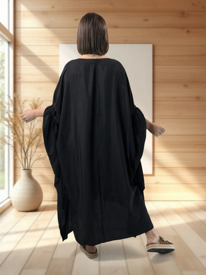 AMANDINE - ROBE OVERSIZE NOIRE JUSQU'A LA TAILLE 54