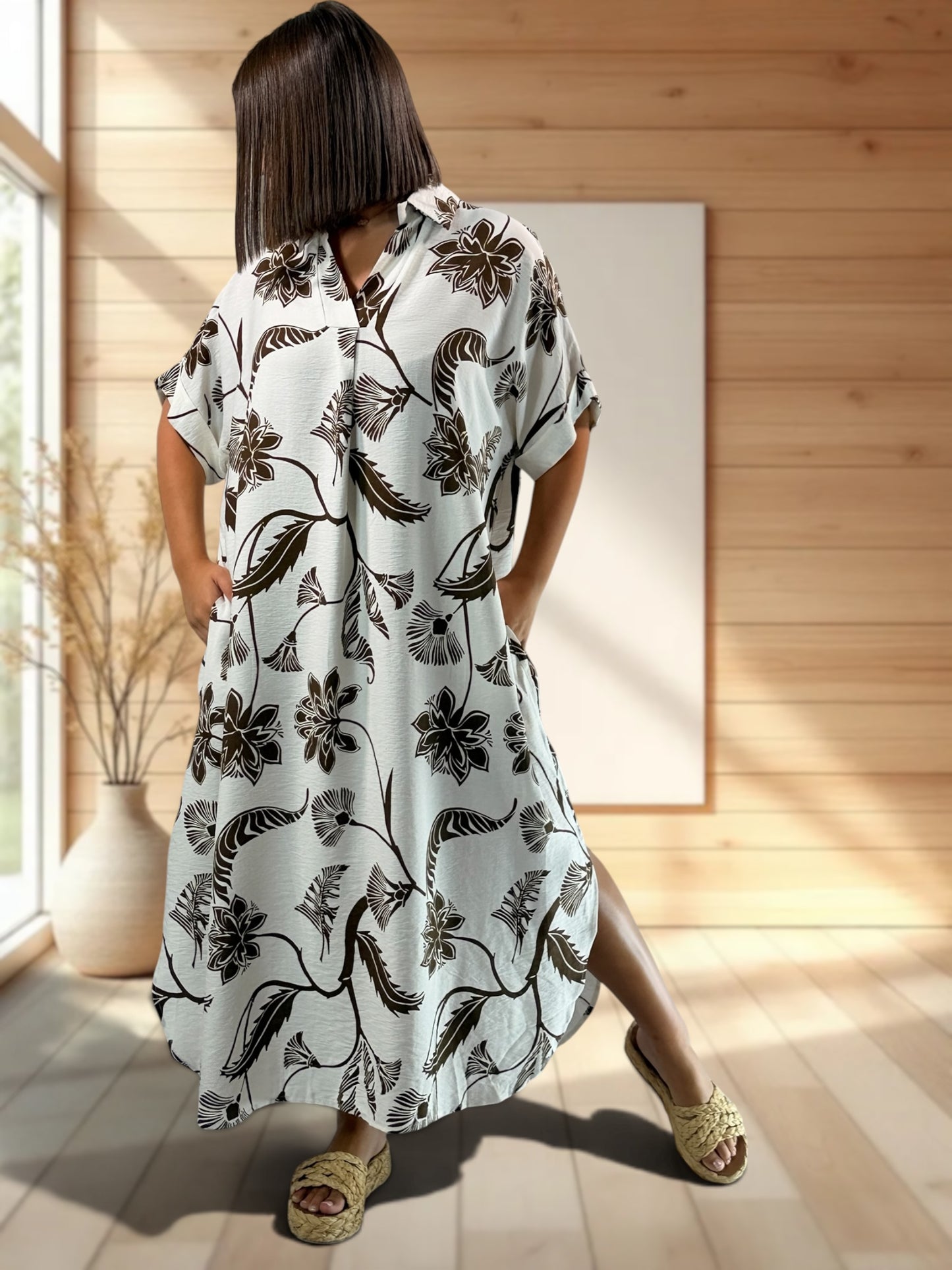 ISABELLA - ROBE OVERSIZE MOTIF MARRON JUSQU'A LA TAILLE 54