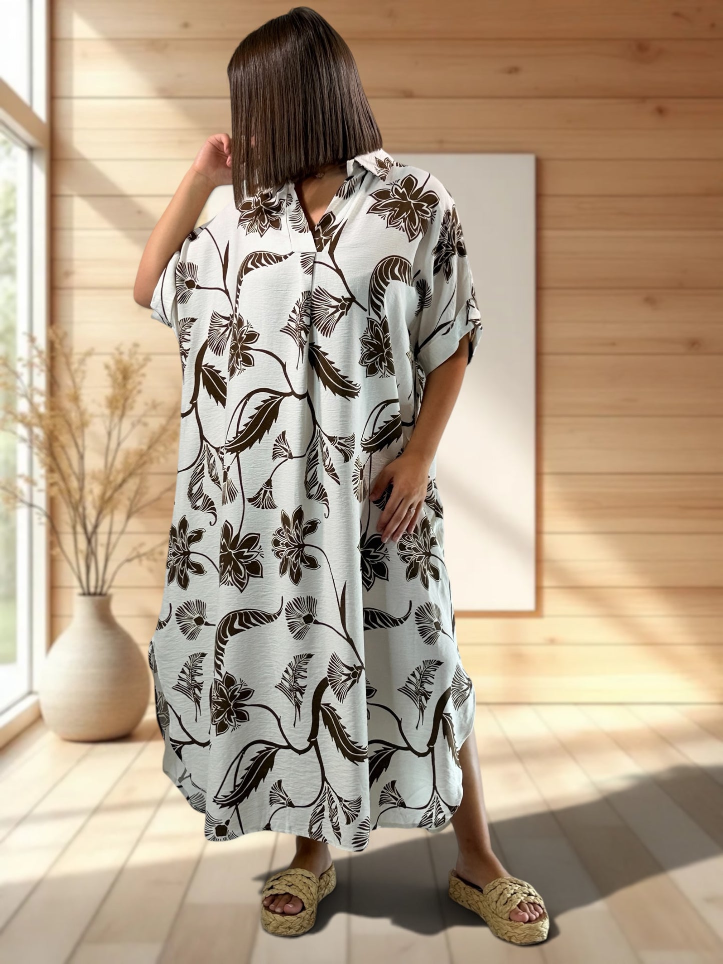 ISABELLA - ROBE OVERSIZE MOTIF MARRON JUSQU'A LA TAILLE 54