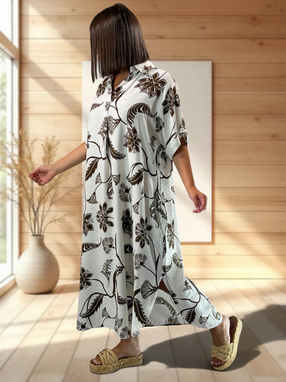 ISABELLA - ROBE OVERSIZE MOTIF MARRON JUSQU'A LA TAILLE 54