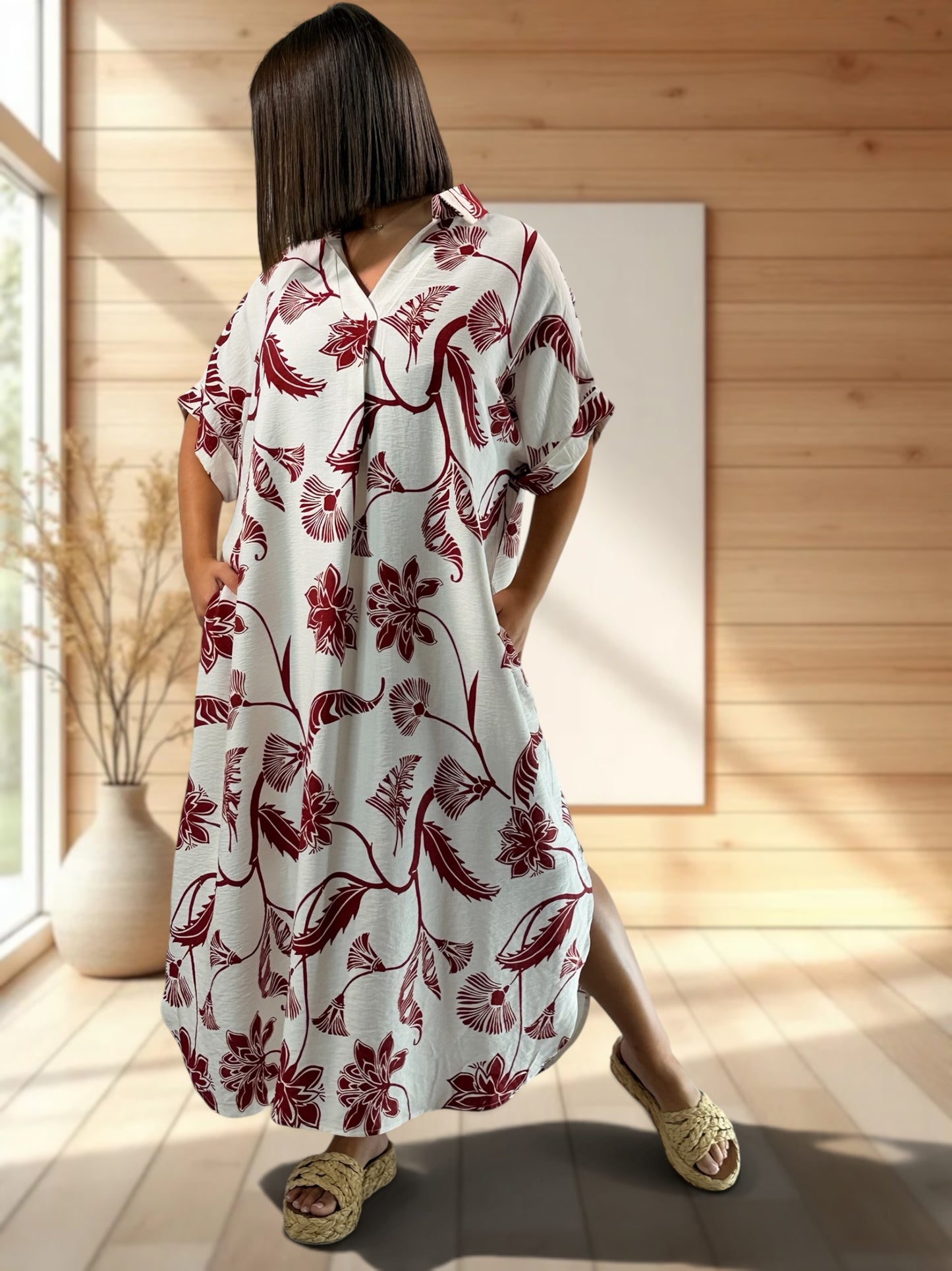 ISABELLA - ROBE OVERSIZE MOTIF ROUGE JUSQU'A LA TAILLE 54