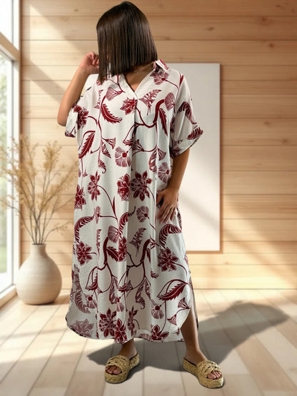 ISABELLA - ROBE OVERSIZE MOTIF ROUGE JUSQU'A LA TAILLE 54