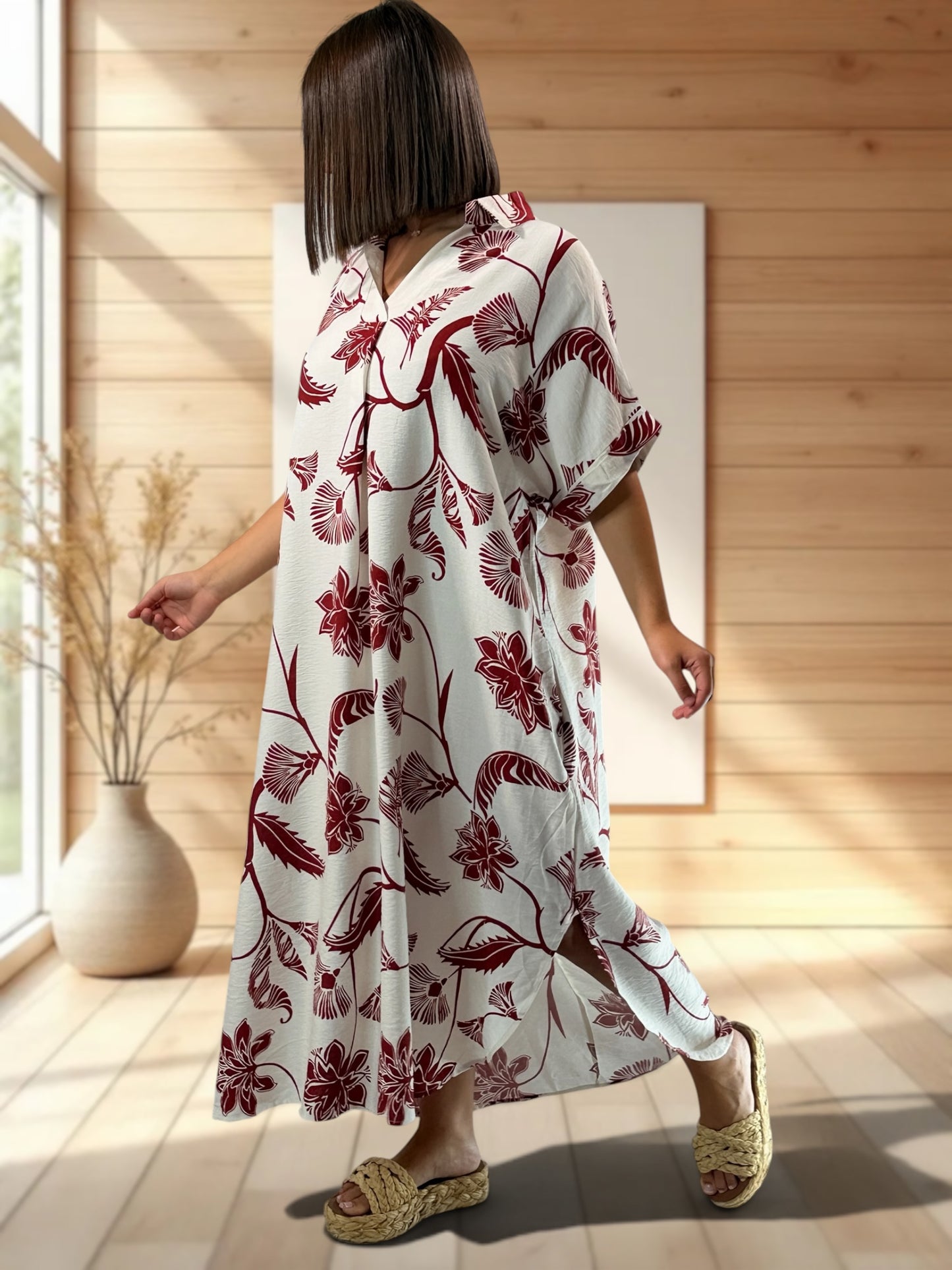 ISABELLA - ROBE OVERSIZE MOTIF ROUGE JUSQU'A LA TAILLE 54
