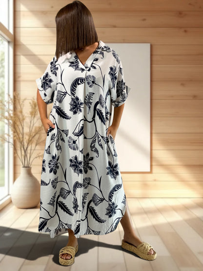 ISABELLA - ROBE OVERSIZE MOTIF MARINE JUSQU'A LA TAILLE 54