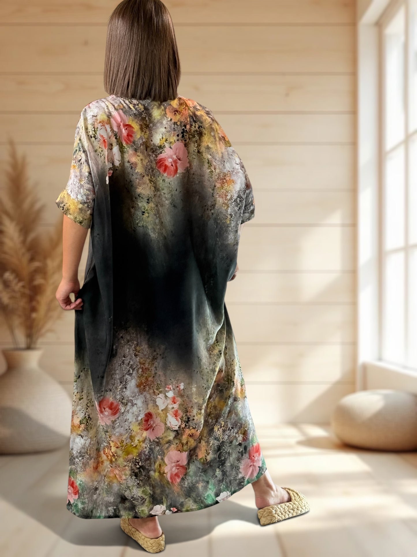 RIVIERA - ROBE OVERSIZE ANTHRACITE A MOTIF JUSQU'A LA TAILLE 56