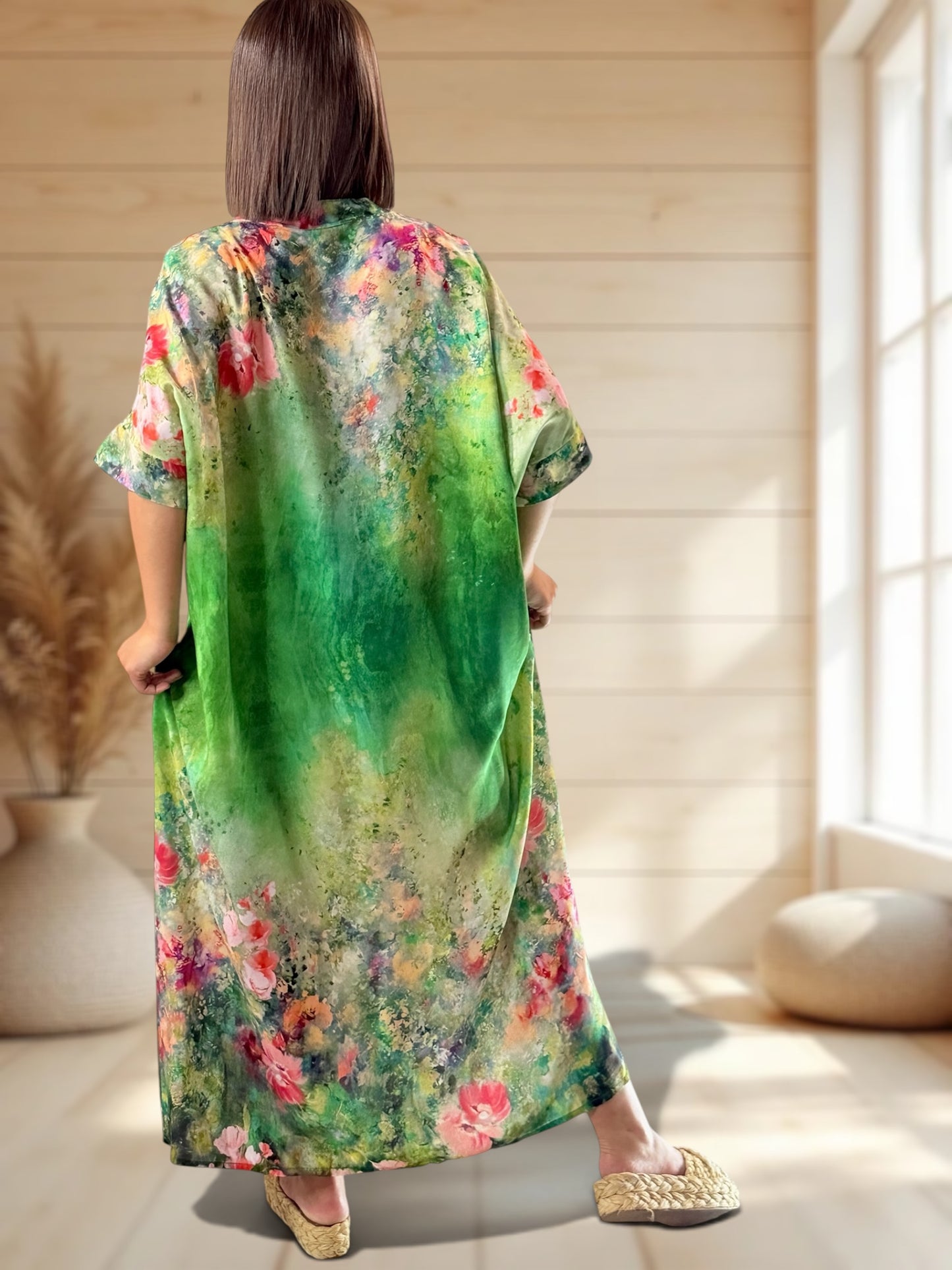 RIVIERA - ROBE OVERSIZE VERTE A MOTIF JUSQU'A LA TAILLE 56
