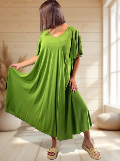 BABETH - ROBE FLUIDE VERTE JUSQU'A LA TAILLE 54