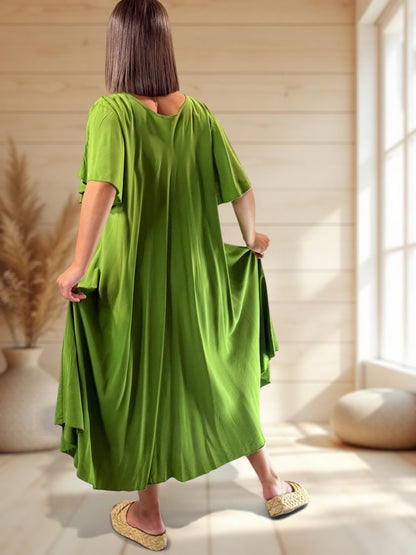 BABETH - ROBE FLUIDE VERTE JUSQU'A LA TAILLE 54