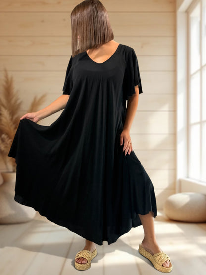 BABETH - ROBE FLUIDE NOIRE JUSQU'A LA TAILLE 54
