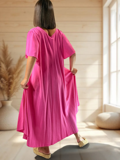 BABETH - ROBE FLUIDE FUCHSIA JUSQU'A LA TAILLE 54