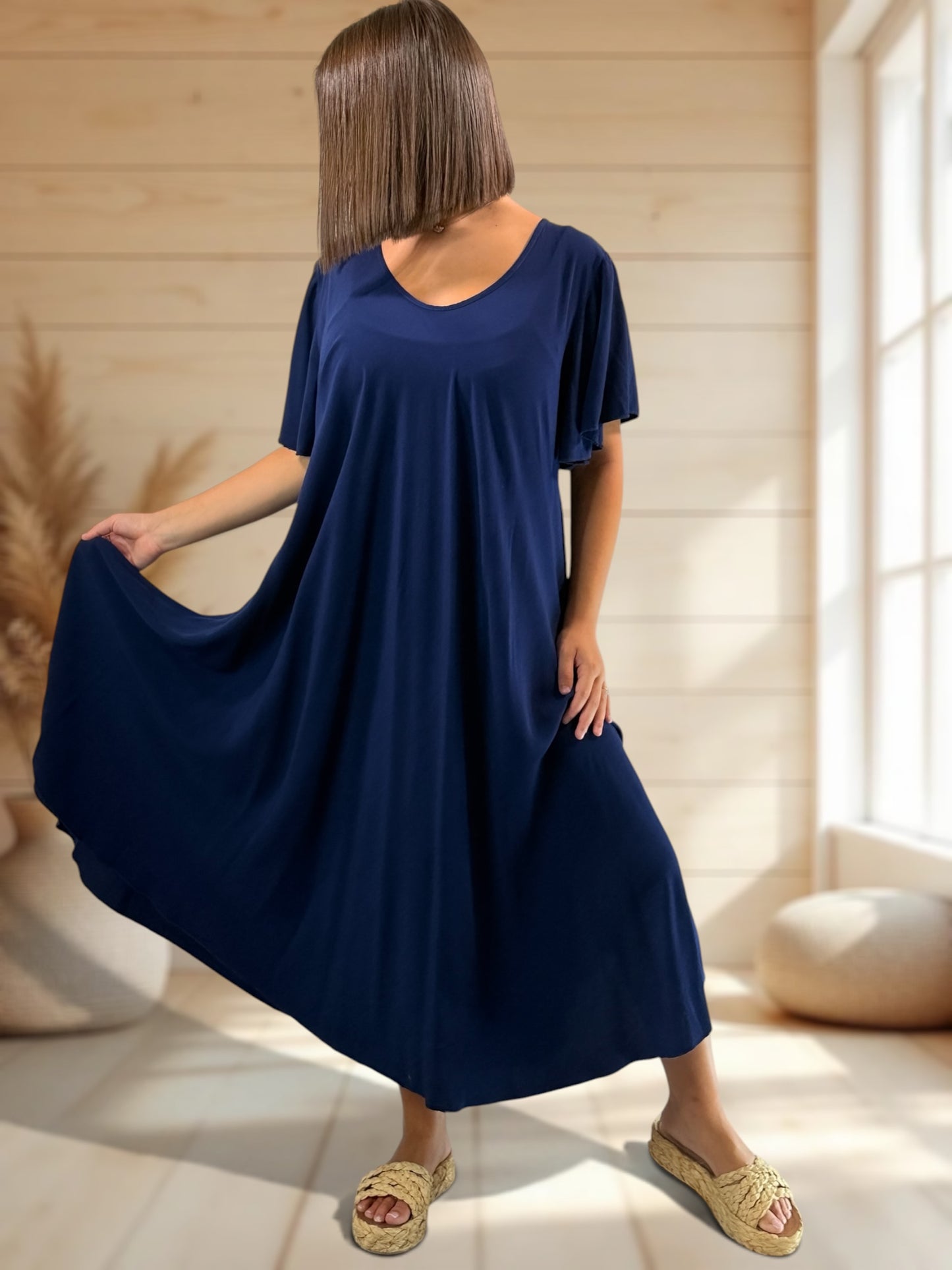 BABETH - ROBE FLUIDE MARINE JUSQU'A LA TAILLE 54