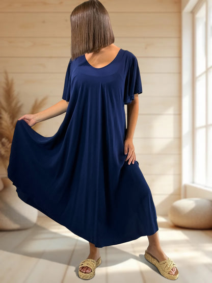 BABETH - ROBE FLUIDE MARINE JUSQU'A LA TAILLE 54