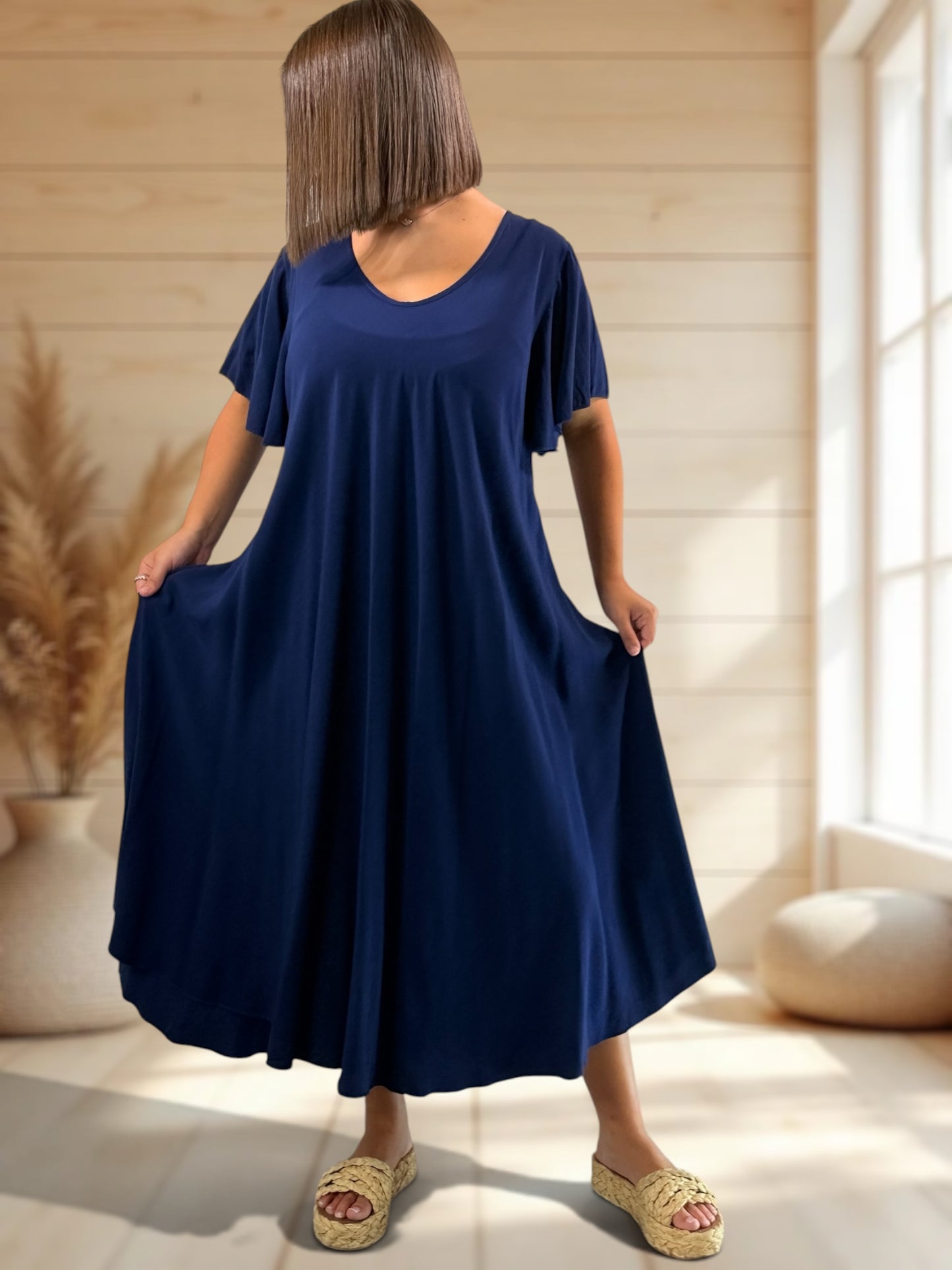 BABETH - ROBE FLUIDE MARINE JUSQU'A LA TAILLE 54