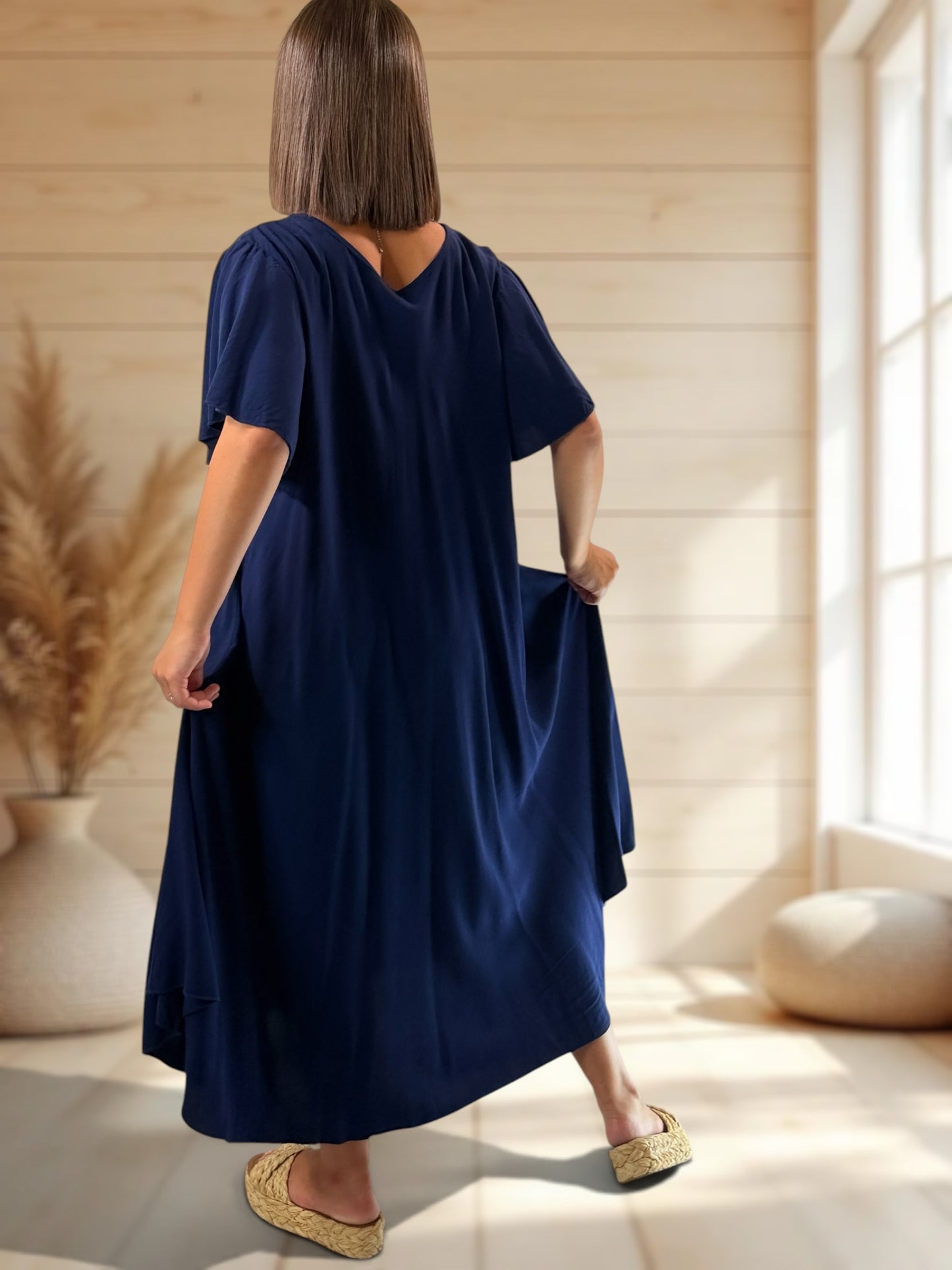 BABETH - ROBE FLUIDE MARINE JUSQU'A LA TAILLE 54
