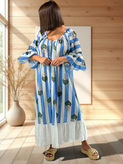 KELLY - ROBE LONGUE VOLANT EN BRODERIE ANGLAISE JUSQU'A LA TAILLE 54