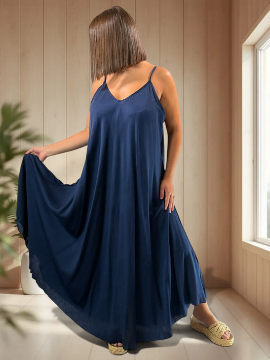CECILIA - ROBE LONGUE MARINE JUSQU'A LA TAILLE 54/56