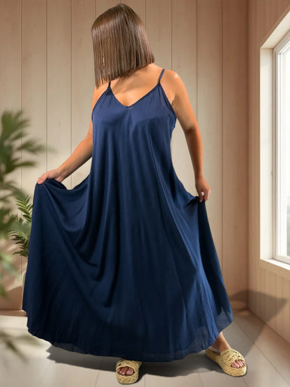 CECILIA - ROBE LONGUE MARINE JUSQU'A LA TAILLE 54/56