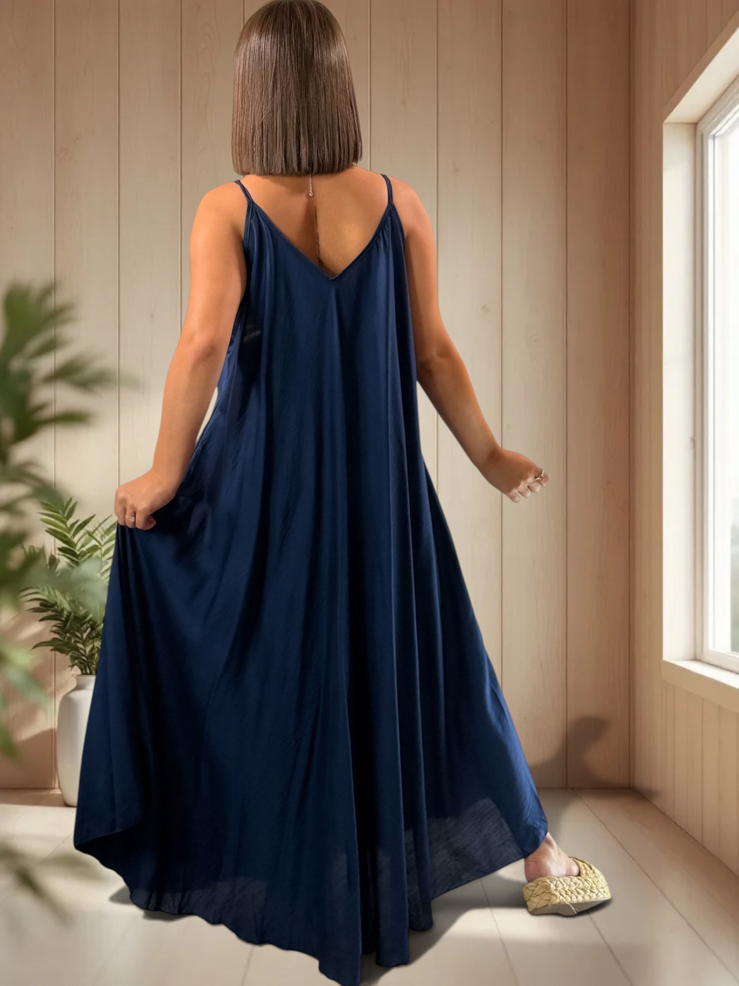 CECILIA - ROBE LONGUE MARINE JUSQU'A LA TAILLE 54/56