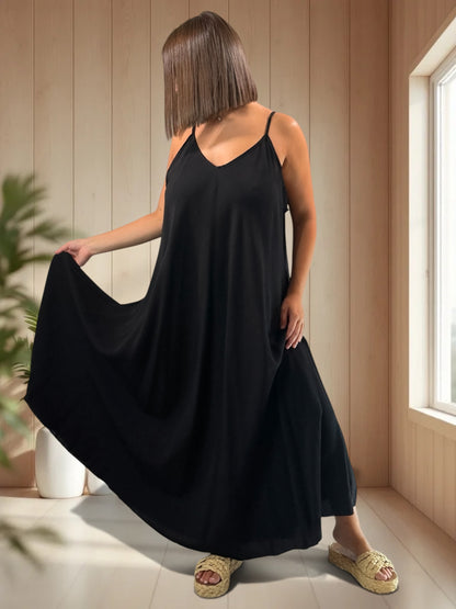 CECILIA - ROBE LONGUE NOIRE JUSQU'A LA TAILLE 54/56