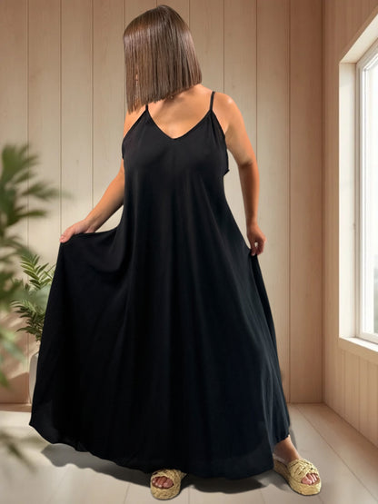 CECILIA - ROBE LONGUE NOIRE JUSQU'A LA TAILLE 54/56
