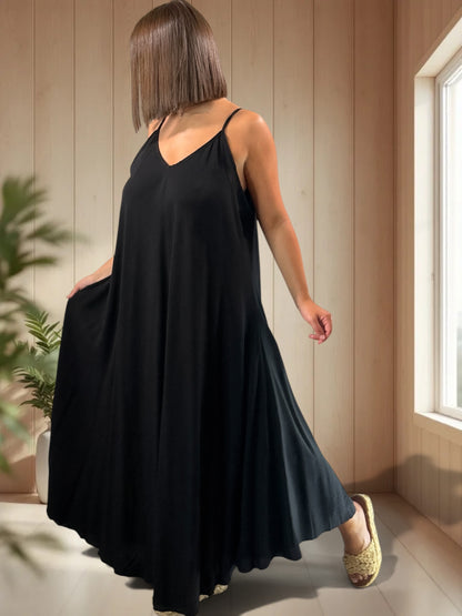 CECILIA - ROBE LONGUE NOIRE JUSQU'A LA TAILLE 54/56