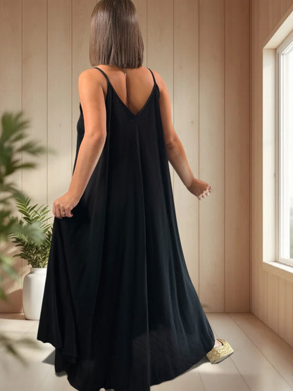 CECILIA - ROBE LONGUE NOIRE JUSQU'A LA TAILLE 54/56