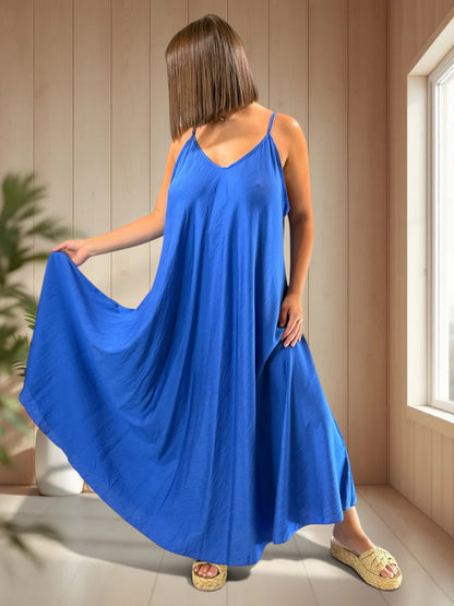 CECILIA - ROBE LONGUE BLEUE JUSQU'A LA TAILLE 54/56