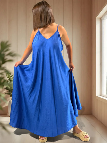 CECILIA - ROBE LONGUE BLEUE JUSQU'A LA TAILLE 54/56