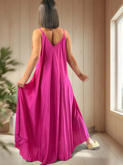 CECILIA - ROBE LONGUE FUCHSIA JUSQU'A LA TAILLE 54/56