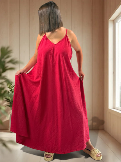 CECILIA - ROBE LONGUE ROUGE JUSQU'A LA TAILLE 54/56
