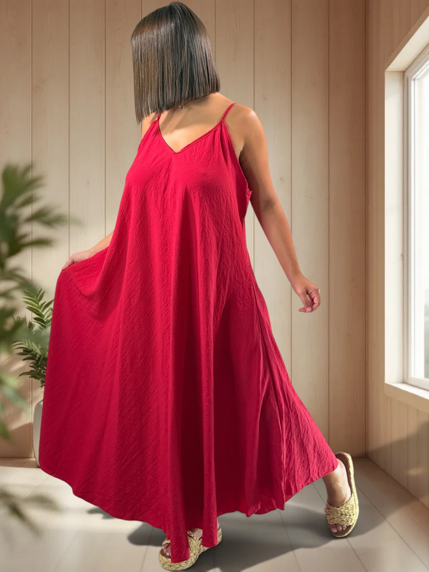 CECILIA - ROBE LONGUE ROUGE JUSQU'A LA TAILLE 54/56