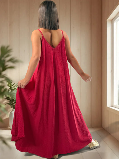 CECILIA - ROBE LONGUE ROUGE JUSQU'A LA TAILLE 54/56
