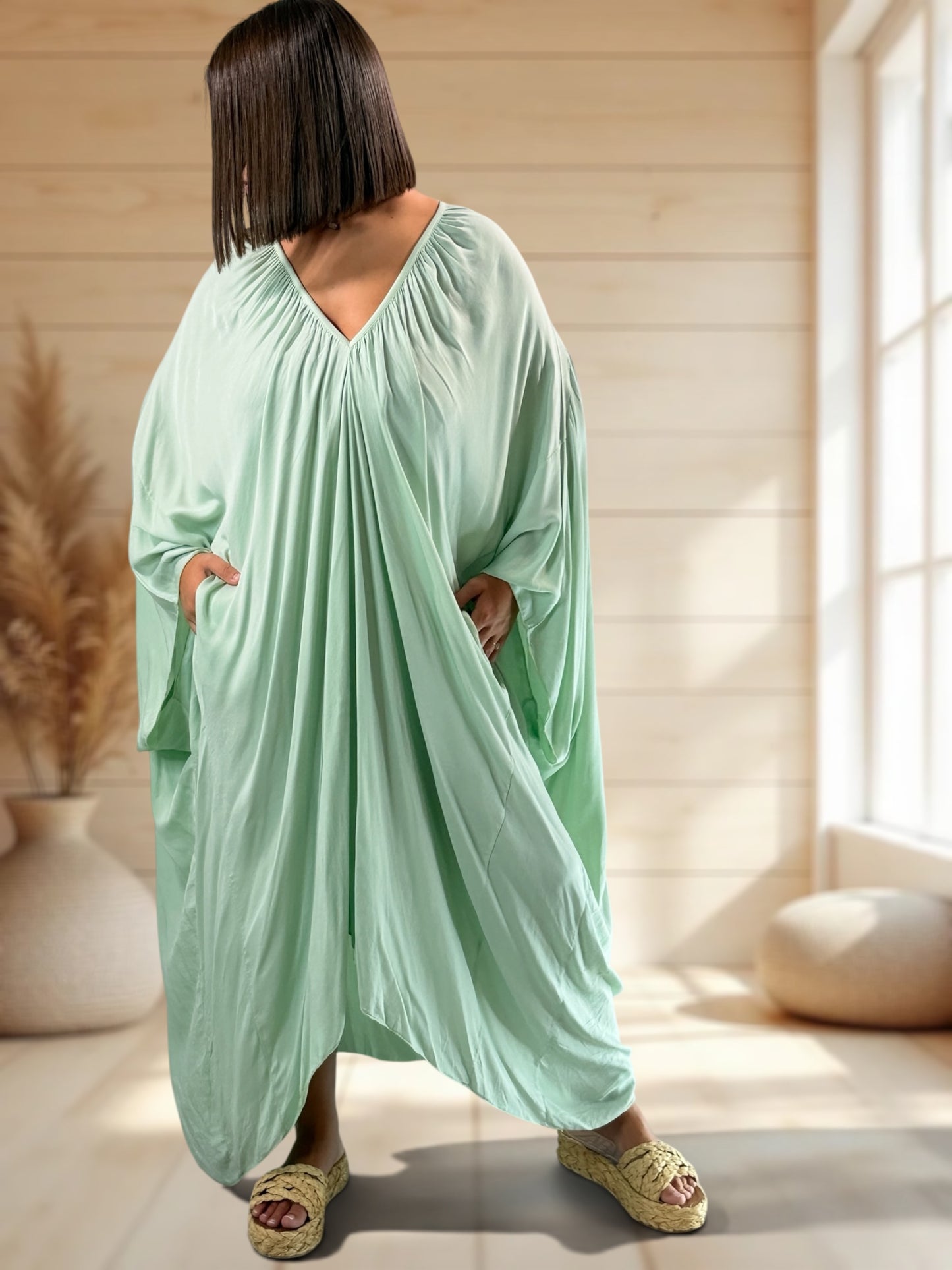 BARBARA - ROBE OVERSIZE VERTE JUSQU'A LA TAILLE 60
