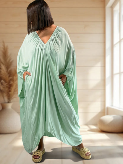 BARBARA - ROBE OVERSIZE VERTE JUSQU'A LA TAILLE 60