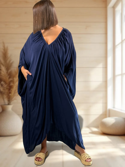 BARBARA - ROBE OVERSIZE MARINE JUSQU'A LA TAILLE 60