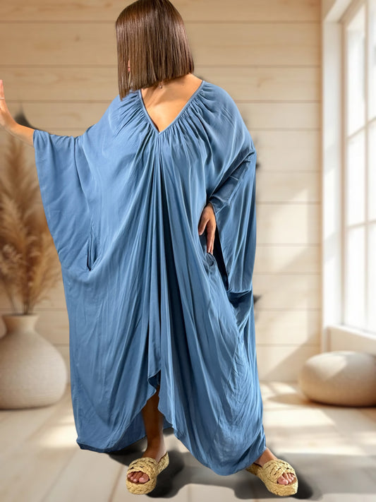 BARBARA - ROBE OVERSIZE BLEUE JUSQU'A LA TAILLE 60