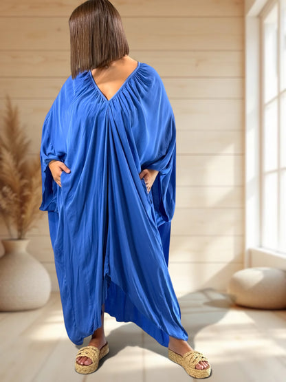 BARBARA - ROBE OVERSIZE BLEUE JUSQU'A LA TAILLE 60
