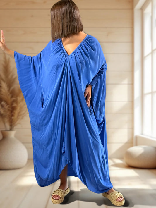 BARBARA - ROBE OVERSIZE BLEUE JUSQU'A LA TAILLE 60