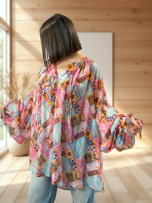 VICTORINE  - TUNIQUE OVERSIZE A MOTIF JUSQU'A LA TAILLE 60